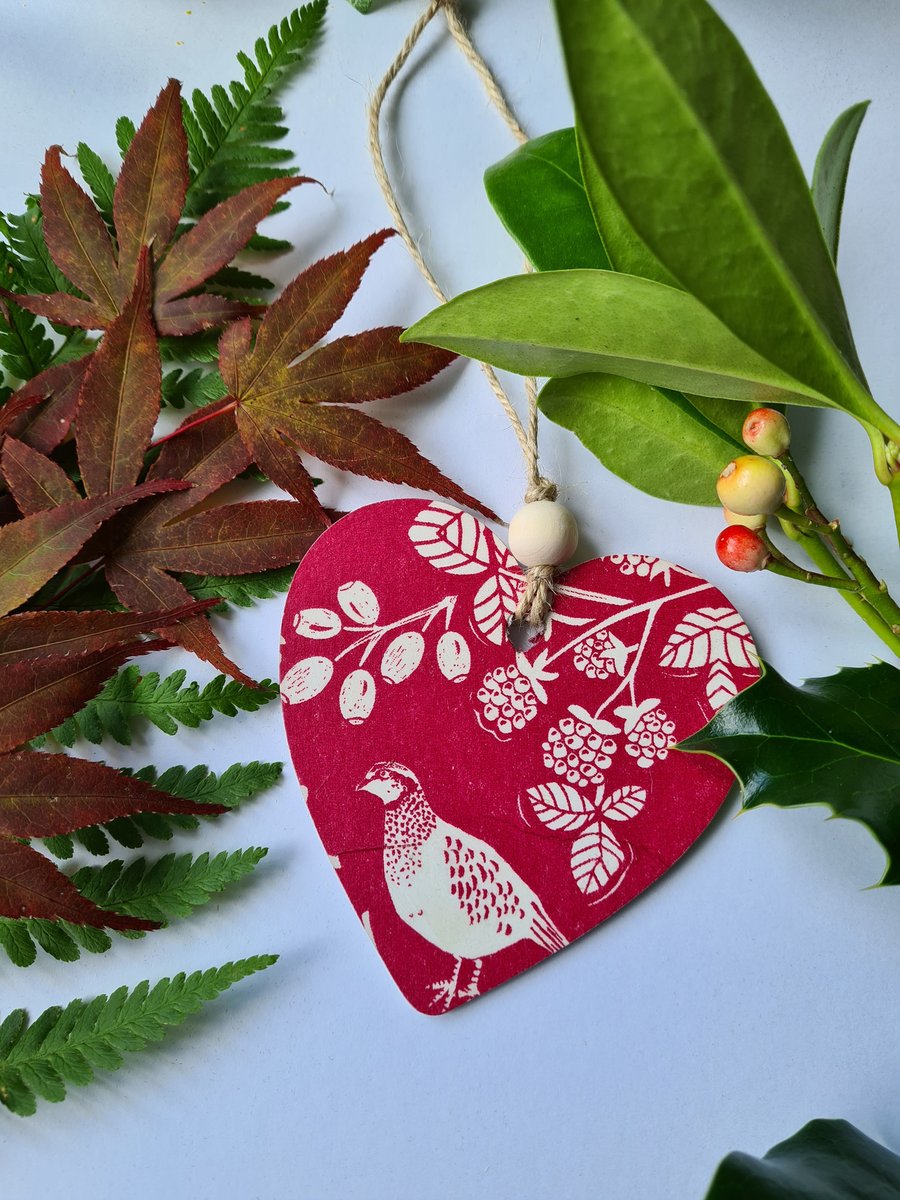 Partridge hanging decoration woodland decoupage decor letterbox gift