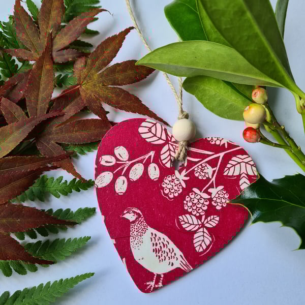 Partridge hanging decoration woodland decoupage decor letterbox gift