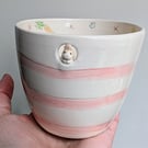 Handmade bunny rabbit handless cup, cup with handmade tiny Rabbit  