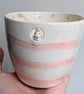Handmade bunny rabbit handless cup, cup with handmade tiny Rabbit  