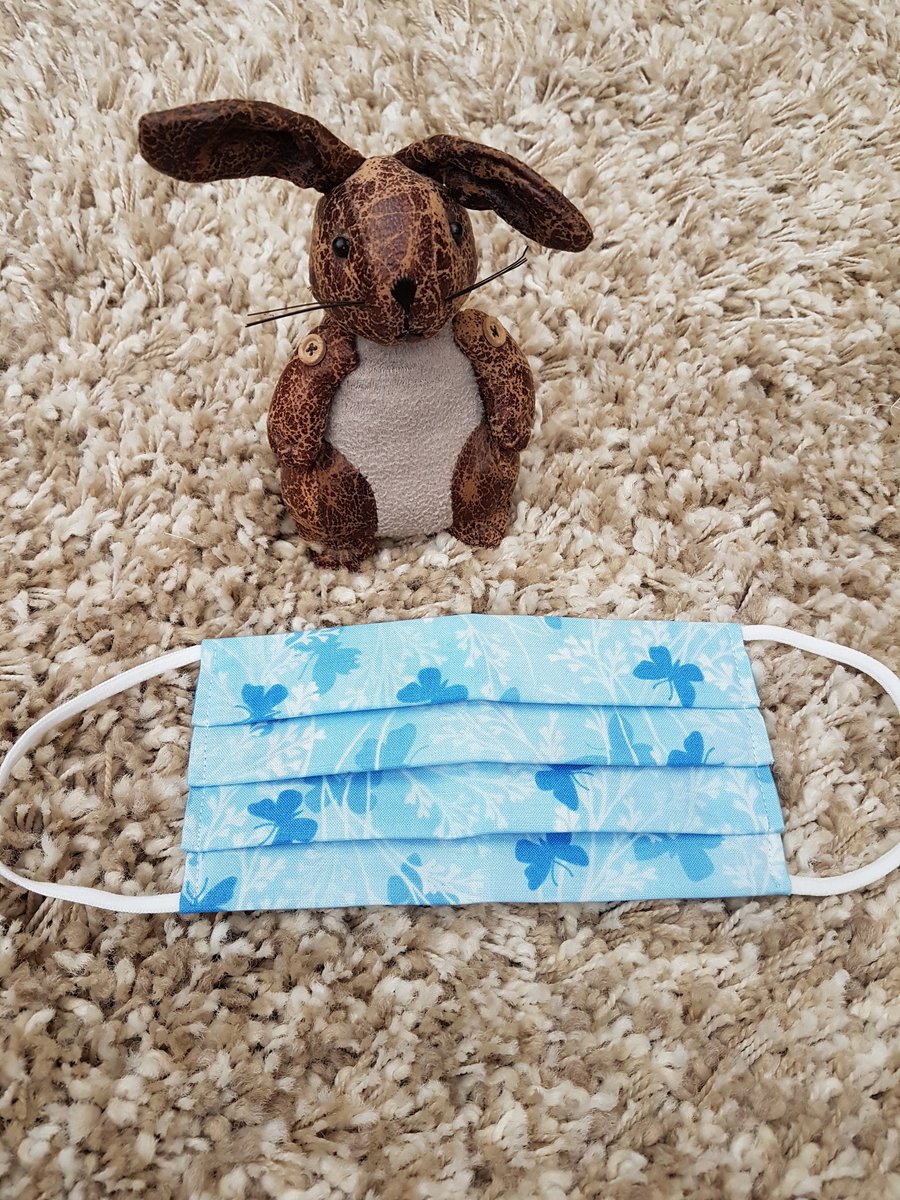 Adult face covering – Blue Butterfly print