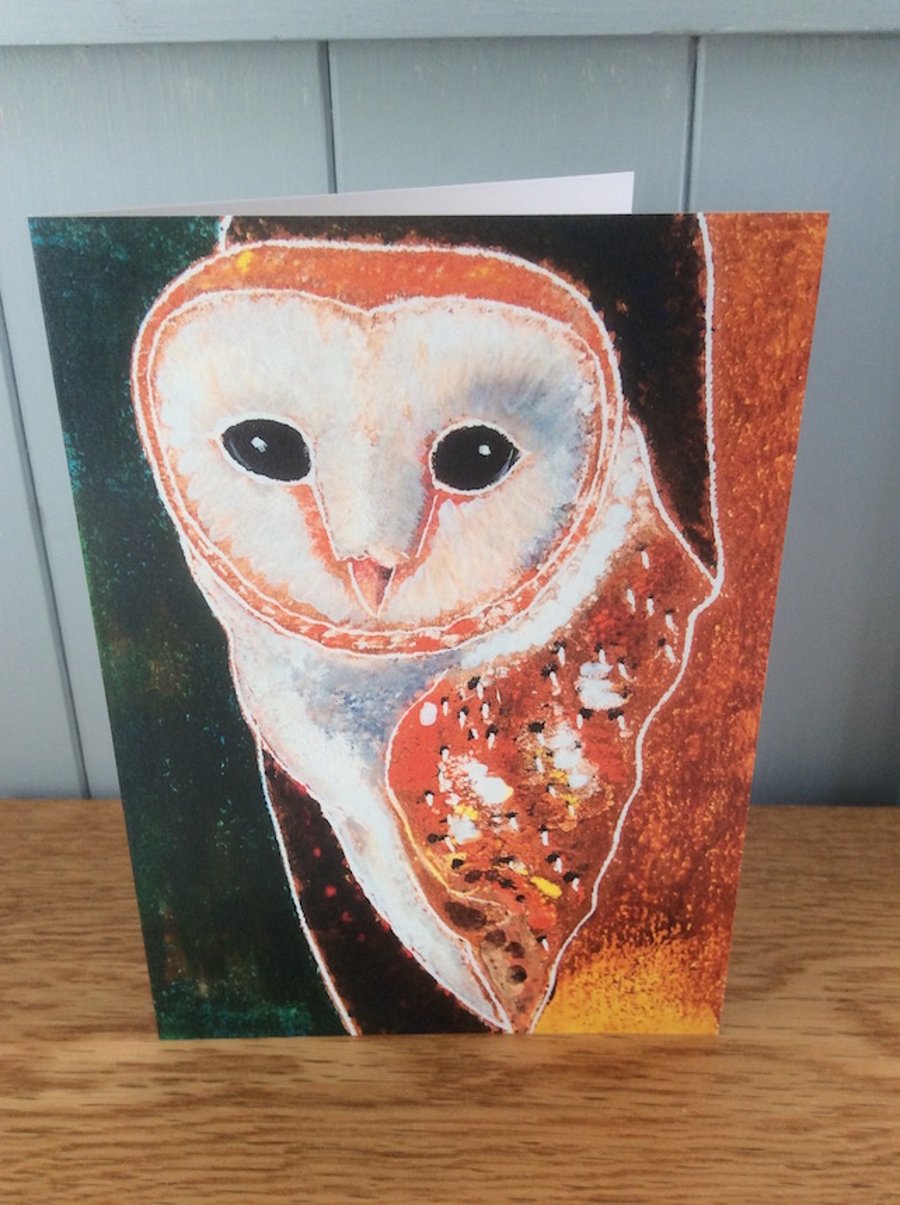 Ghost Owl - charity greeting card of a Barn Owl