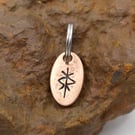 Recycled Oval Copper Protection Bindrune Split Keyring Charm, Bag Charm.