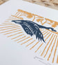 Flying Goose, Goose Lino Print, bird print - Image 3