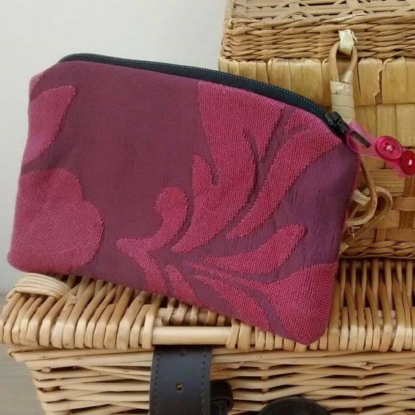 Sale, Burgundy Make Up Bag , Zipped Pouch