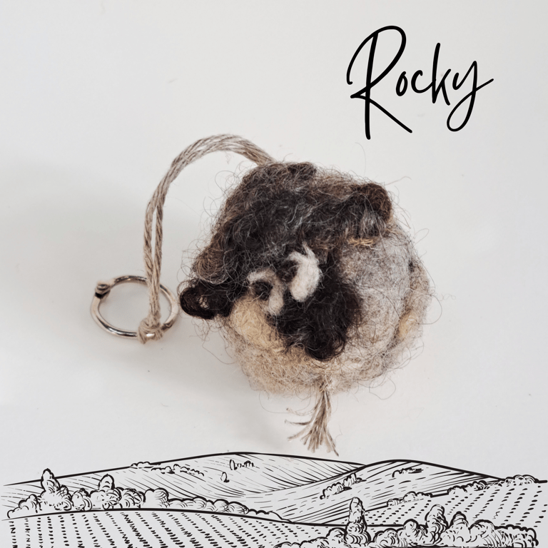 Rocky the Sheep keyring and a pocket-sized stress buddy S