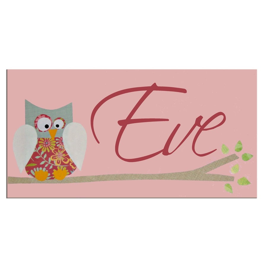 Personalised Owl Door Sign, Girls Nursery Decor, Owl Plaque
