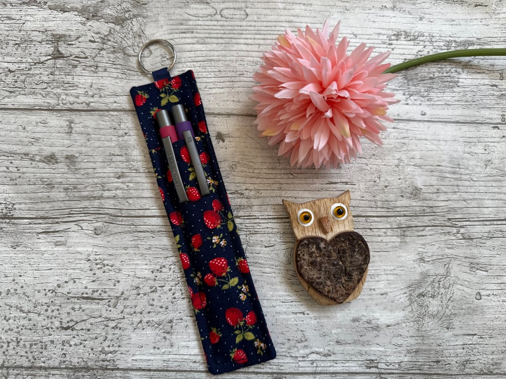 Strawberry Print Lanyard Pen Holder – Teacher Pen Holder – Nurse Pen Holder 