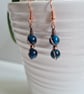 Blue Tiger's Eye & Copper Dangle Earrings Earings Gift Crystal Jewellery Jewelry - Image 4