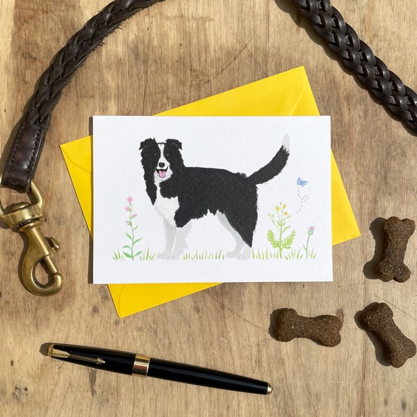 Collin The Collie Illustrated Blank Greeting Card