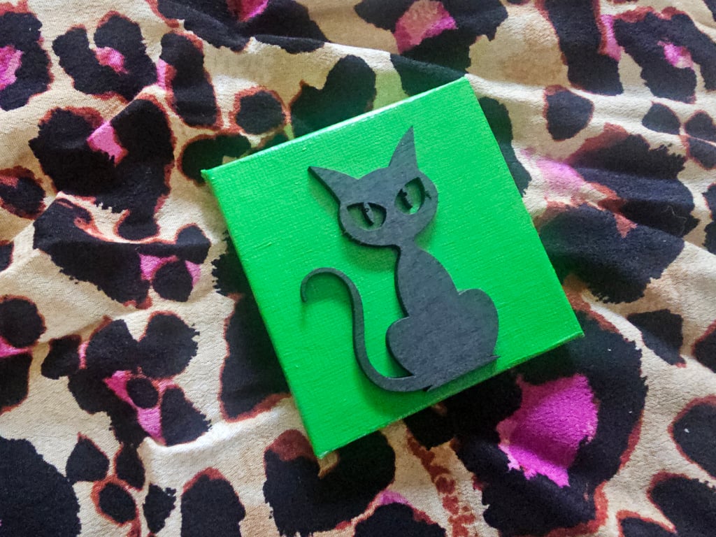 Mini Spooky Cat Wood & Canvas