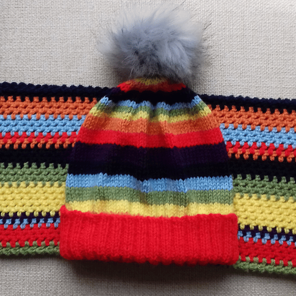 KNITTING PATTERN PDF Rainbow Style Beanie