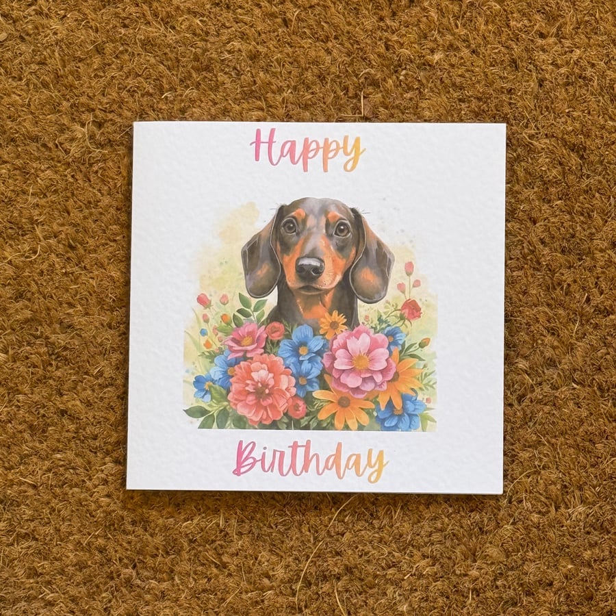 Dachshund Birthday Card - Watercolour Style Sausage Dog