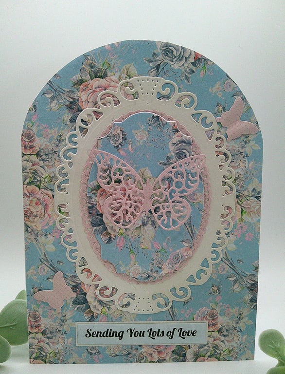 Sending You Lots of Love, Thank You, Any Occasion Butterfly Floral Card