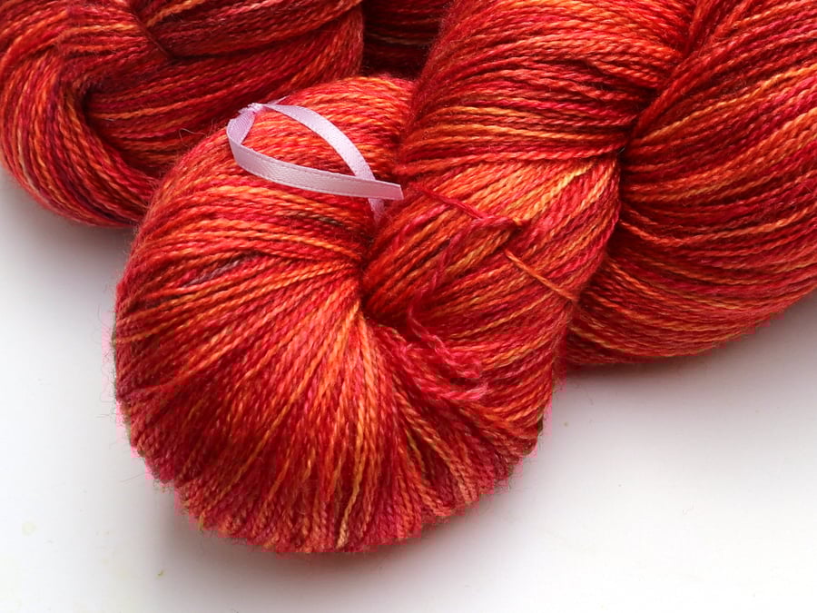 Poppies - Silky Superwash Bluefaced Leicester laceweight yarn