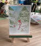 Snowy Goose, miniature watercolour painting on watercolour paper, trading card - Image 5