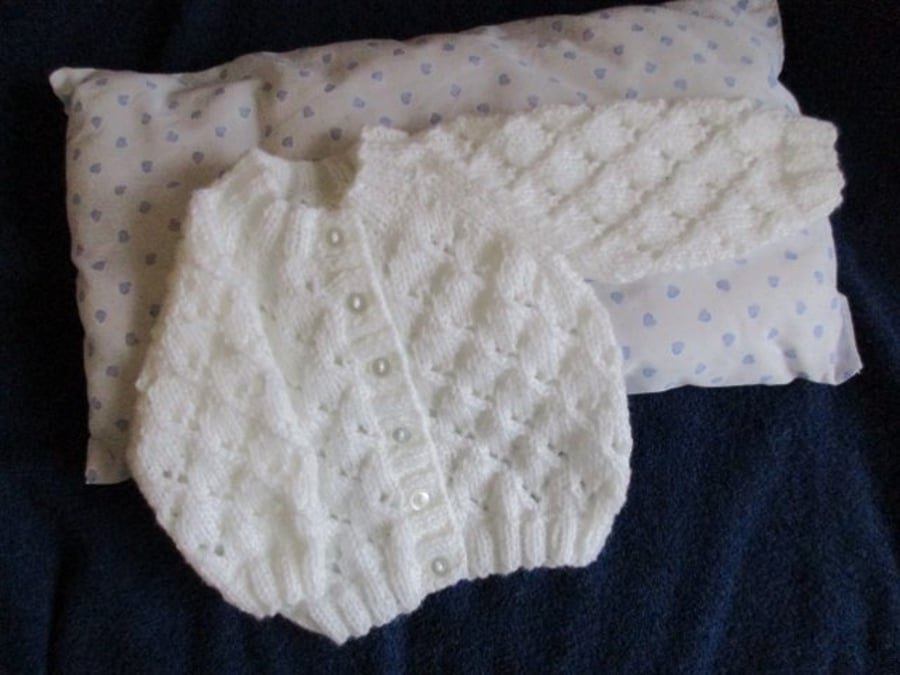 14" White All Over Lace Cardigan