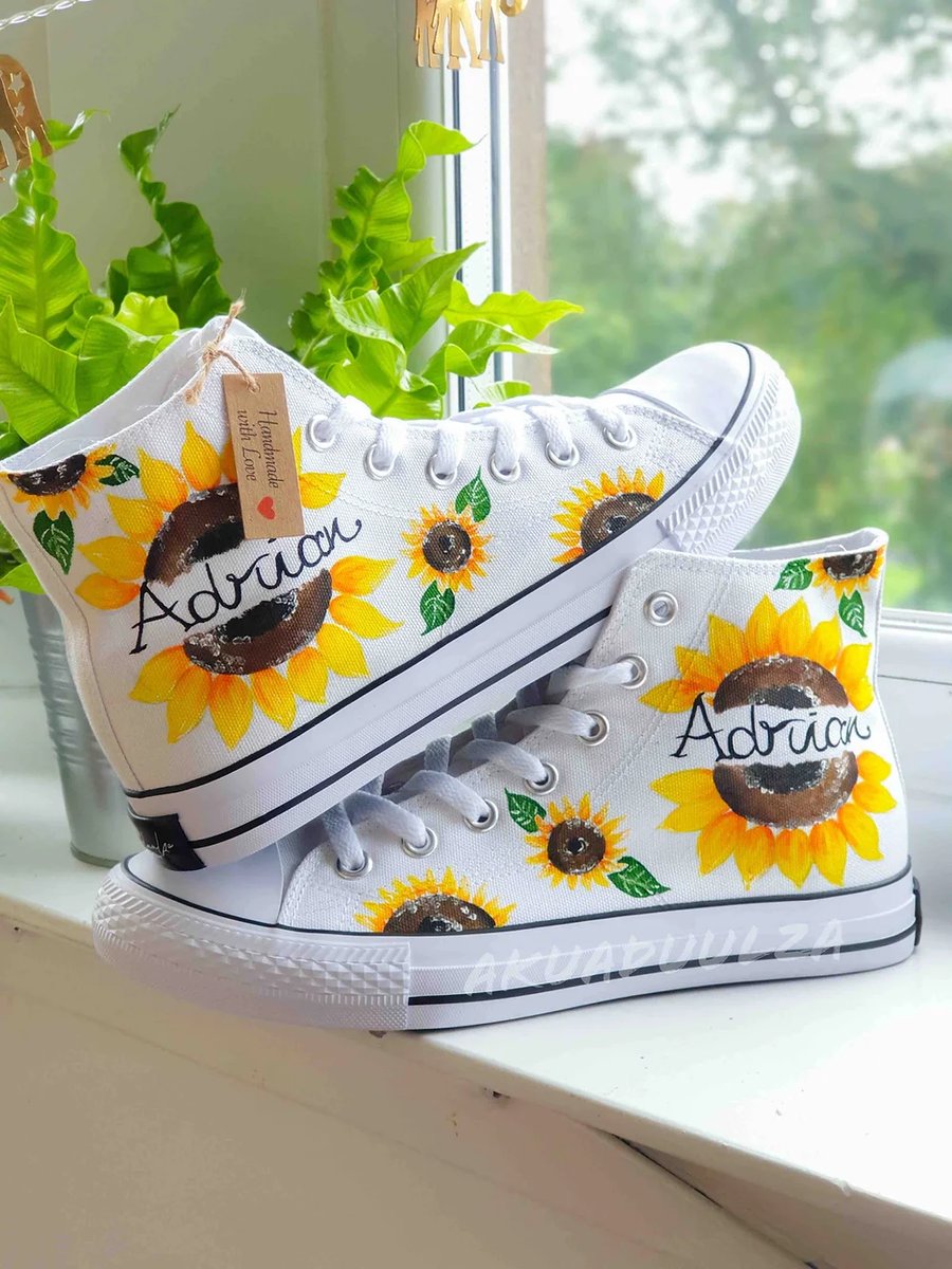 Personalised SUNFLOWER custom trainers Custom Floral Shoes Hand painted shoes