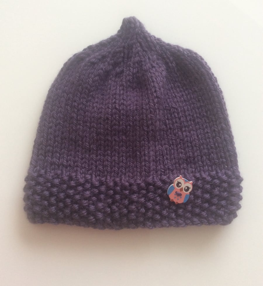 Hand knitted baby pixie hat
