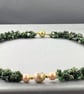 Emerald & Nucleated Freshwater Pearl Twisted Rope Effect Necklace  - Image 1