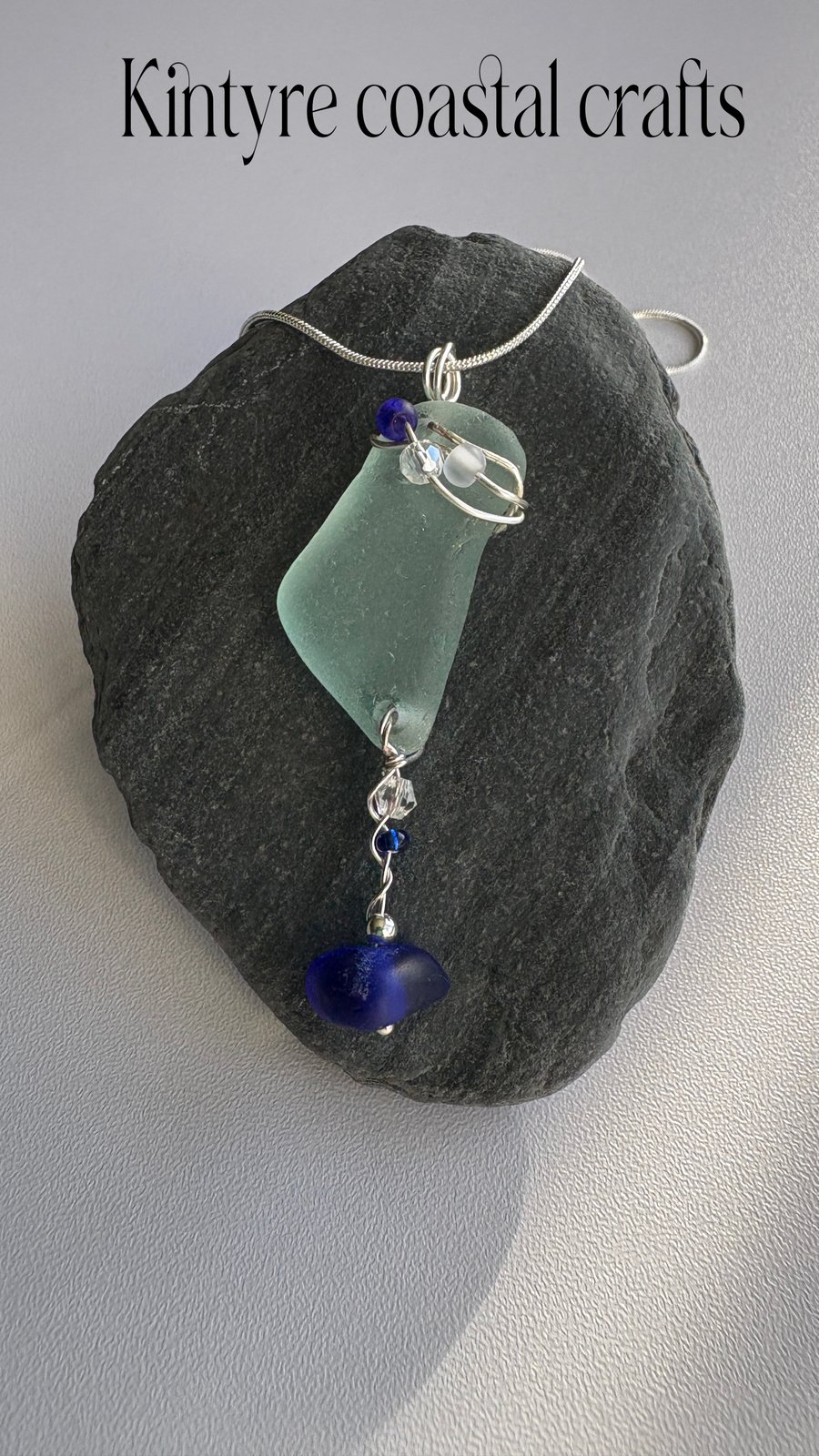 Colbalt blue sea glass necklace 