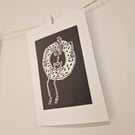 Donut Disturb Lino Print