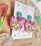 Funky Rainbow Chicken Polymer Clay earrings - Image 2