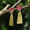 Brass  and Copper Dangle Stud  Earrings 