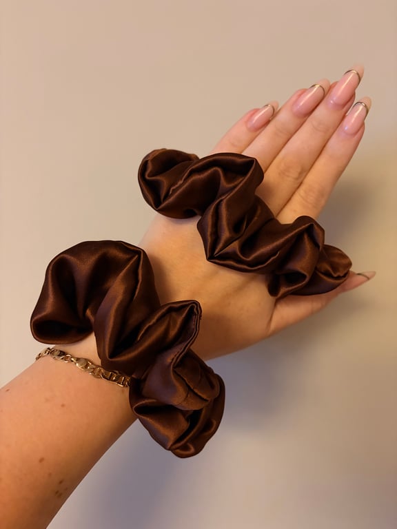 1X 100% pure silk chocolate scrunchie