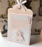 Handmade Pink shimmer baby gift card or money holder, Special occasion wallet
