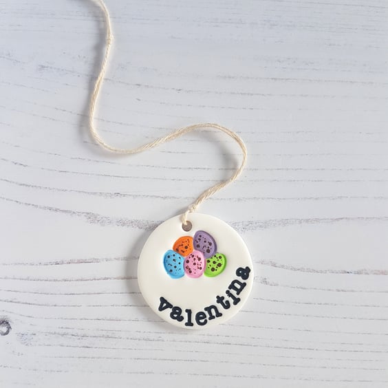 PERSONALISED Mini Eggs hanging decoration OR magnet