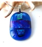 Dichroic Glass Pendant 275 Blue Handmade with silver plated chain - Image 4