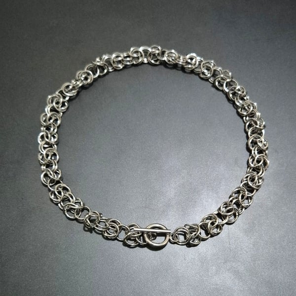 Byzantine Weave Stainless Steel Chainmaille Choker Necklace