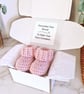 Personalised Pregnancy Announcement Gift Box - Crochet Baby Booties - Image 2