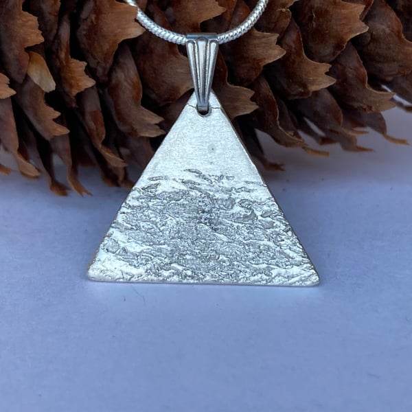 Handmade Fine Silver Triangle Ripple Pendant Necklace