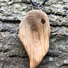 Boho chic hand carved oak pendant 