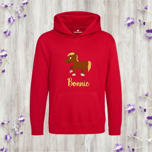 Personalised Horse Hoodie For Children – Cute Animal Jumper With Name
