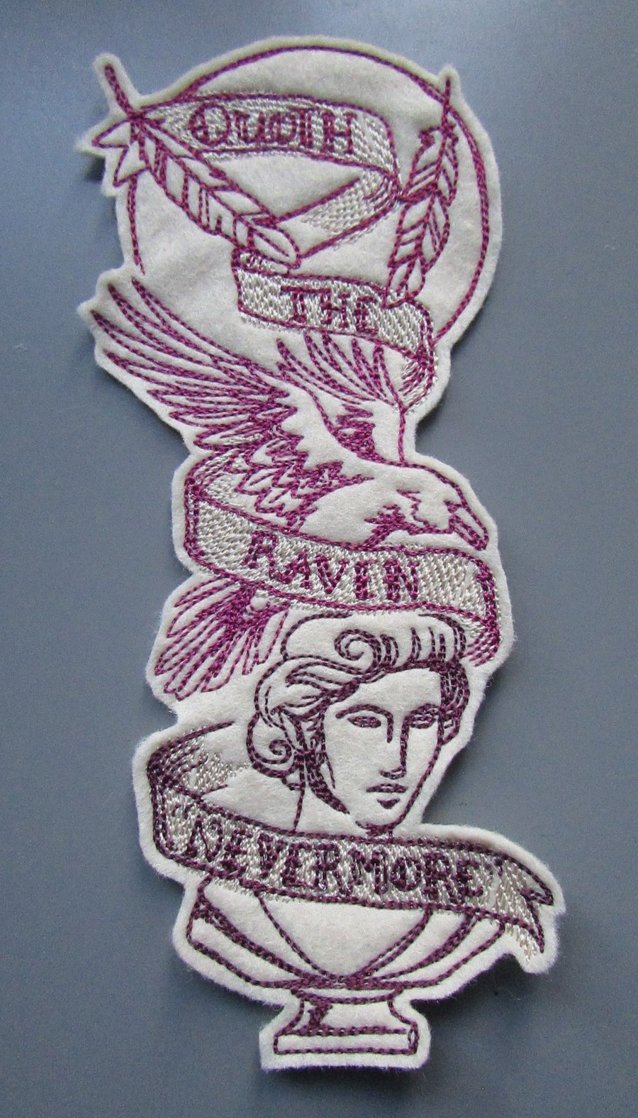 Edgar Allen Poe Quote Nevermore Embroidered Sew on Applique Patch