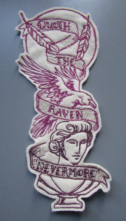 Edgar Allen Poe Quote Nevermore Embroidered Sew on Applique Patch