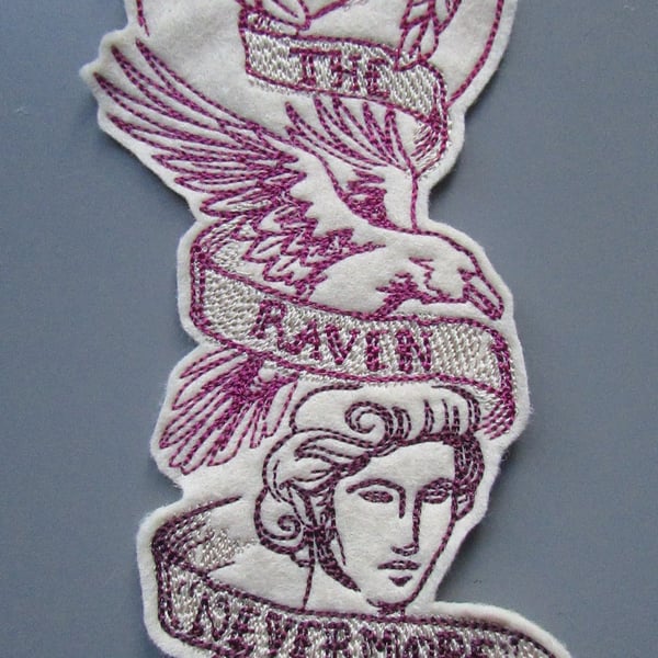 Edgar Allen Poe Quote Nevermore Embroidered Sew on Applique Patch