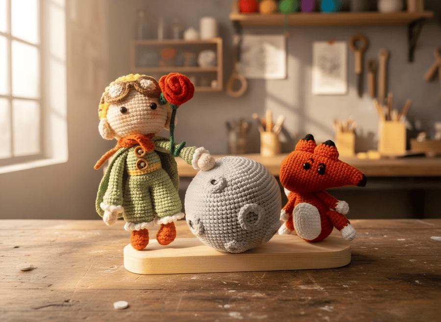 Handmade Crochet The Little Prince Set - Bespoke Gift with Fox & Moon - 10 Days 