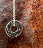 Textured Oxidised Silver Circle Necklace