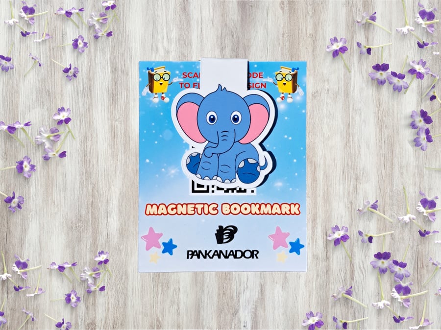 Cute Elephant Magnetic Bookmark – Laminated Animal Book Marker for Children