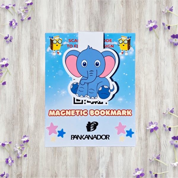 Cute Elephant Magnetic Bookmark – Laminated Animal Book Marker for Children