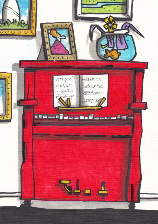 'The Red Piano' an A4 sized original artwork