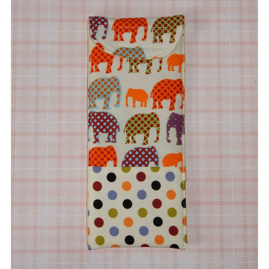 Glasses case - Bright elephants and spots