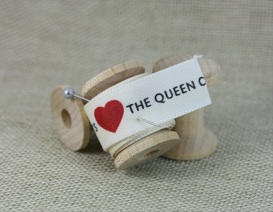 Ribbon on a Spool, Queen of Hearts Ribbon, 1 Metre including Spool