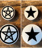 Handmade Star Pentagram pine door knobs wardrobe drawer handles decoupaged 