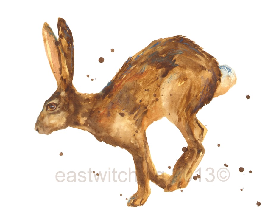 Watercolour Hare Art Print 8x10inches 