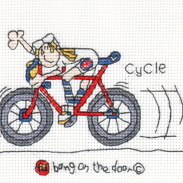 Bang on the door - mini cycling cross stitch chart